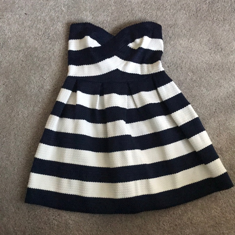 Navy/white stripe cocktail dress